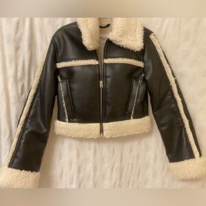 Abercrombie & Fitch Black and Cream Bomber Jacket